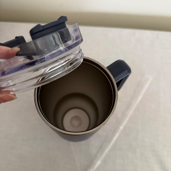 40 Oz Navy Blue Vacuum Insulated Stainless Steel Tumbler Handle Lid Straw Cup - Picture 3 of 8